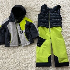 Obermeyer Black and Neon Green Snowsuit
